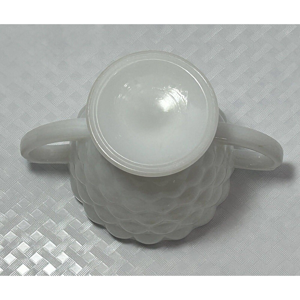 Vintage Anchor Hocking Hobnail Milk Glass Sugar Bowl - Picture 5 of 10